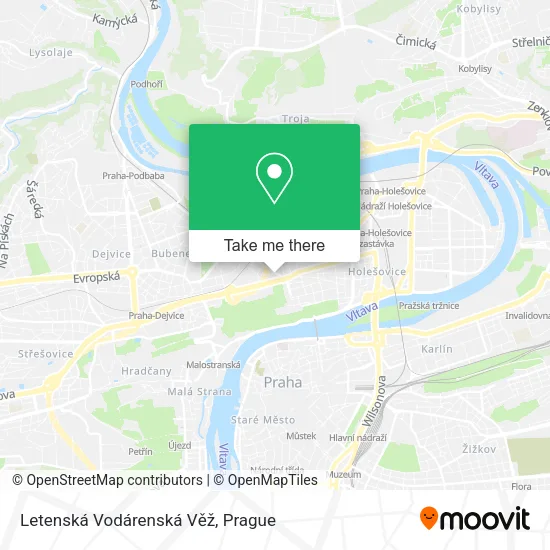 Карта Letenská Vodárenská Věž