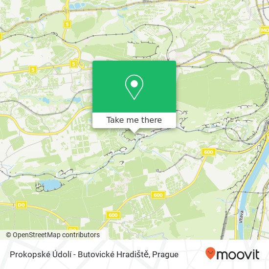 Карта Prokopské Údolí - Butovické Hradiště