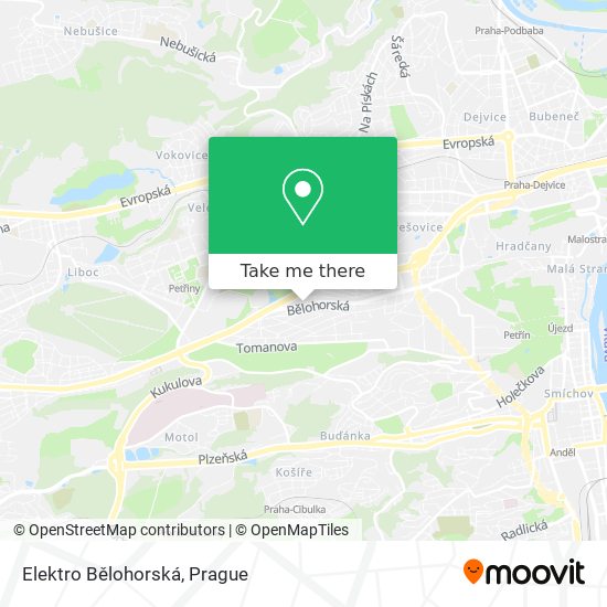 Elektro Bělohorská map