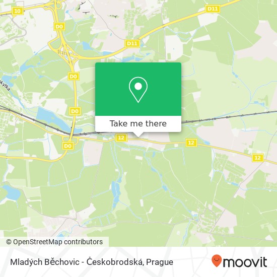 Mladých Běchovic - Českobrodská map