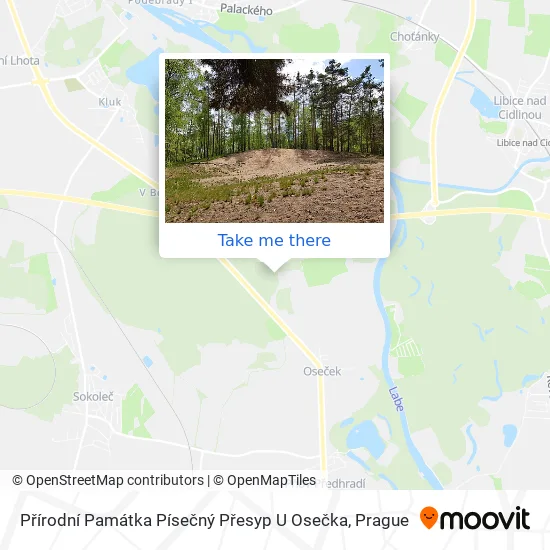 Карта Přírodní Památka Písečný Přesyp U Osečka