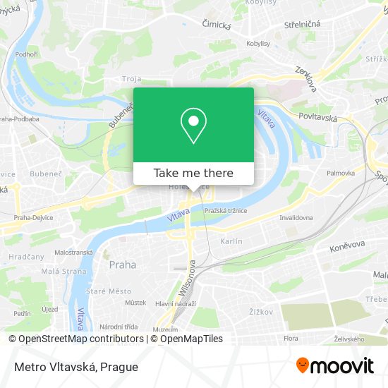 Metro Vltavská map