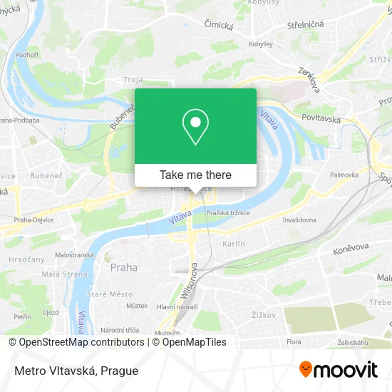 Карта Metro Vltavská