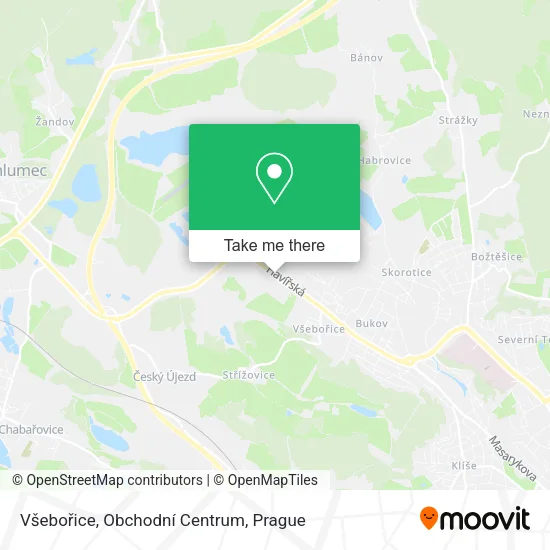 Карта Všebořice, Obchodní Centrum