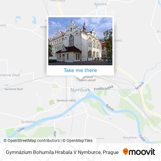 Карта Gymnázium Bohumila Hrabala V Nymburce