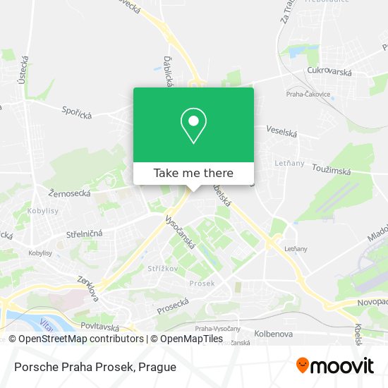 Porsche Praha Prosek map