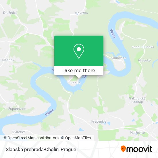 Slapská přehrada-Cholín map