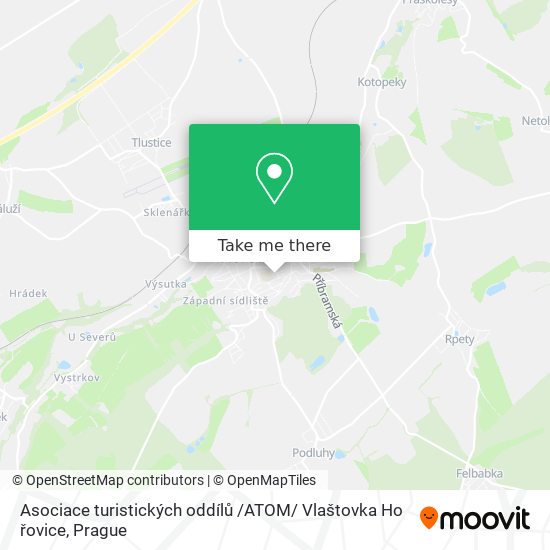 Карта Asociace turistických oddílů /ATOM/ Vlaštovka Ho řovice