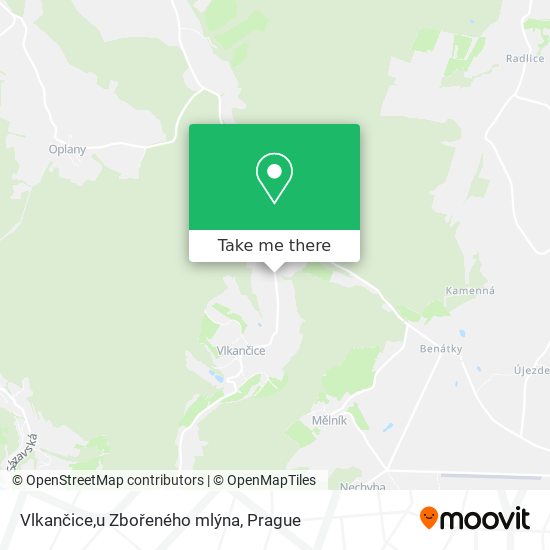 Vlkančice,u Zbořeného mlýna map