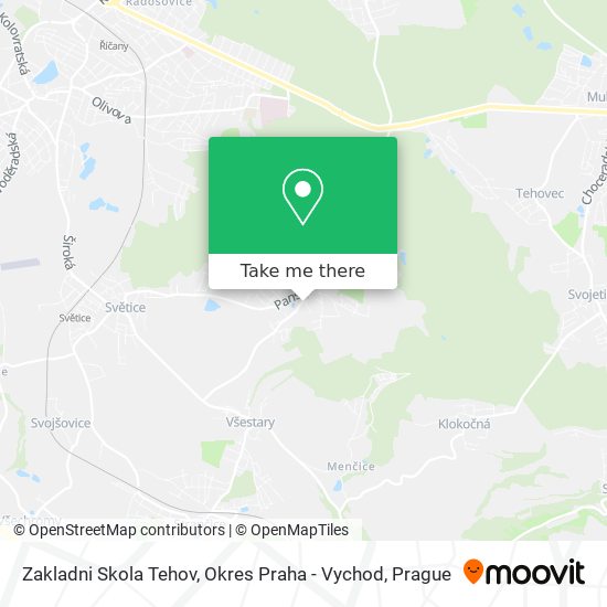 Zakladni Skola Tehov, Okres Praha - Vychod map