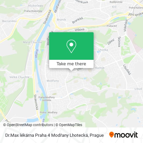 Dr.Max lékárna Praha 4 Modřany Lhotecká map