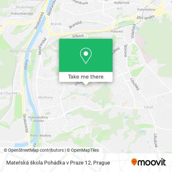 Mateřská škola Pohádka v Praze 12 map