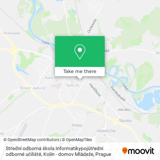 Střední odborná škola Informatikypojůtřední odborné učiliště, Kolín - domov Mládeže map