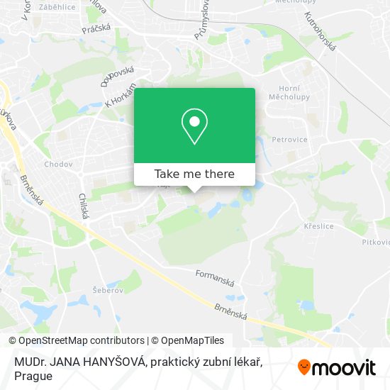MUDr. JANA HANYŠOVÁ, praktický zubní lékař map