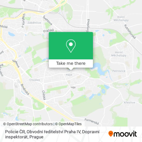 Policie ČR, Obvodní ředitelství Praha IV, Dopravní inspektorát map