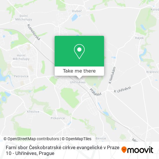 Карта Farní sbor Českobratrské církve evangelické v Praze 10 - Uhříněves