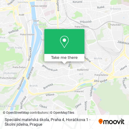 Speciální mateřská škola, Praha 4, Horáčkova 1 - Školní jídelna map