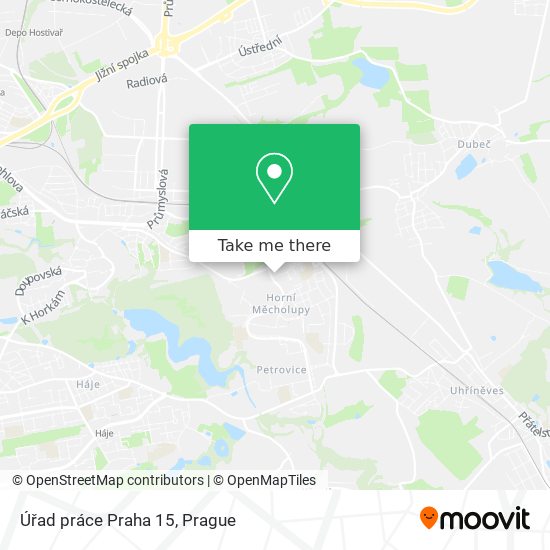 Úřad práce Praha 15 map