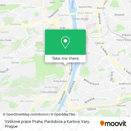 Výškové práce Praha, Pardubice a Karlovy Vary map