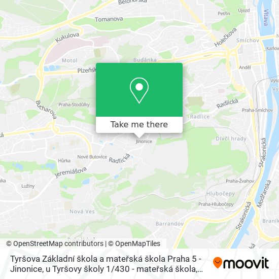 Карта Tyršova Základní škola a mateřská škola Praha 5 - Jinonice, u Tyršovy školy 1 / 430 - mateřská škola