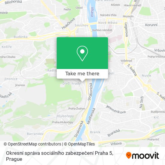 Карта Okresní správa sociálního zabezpečení Praha 5