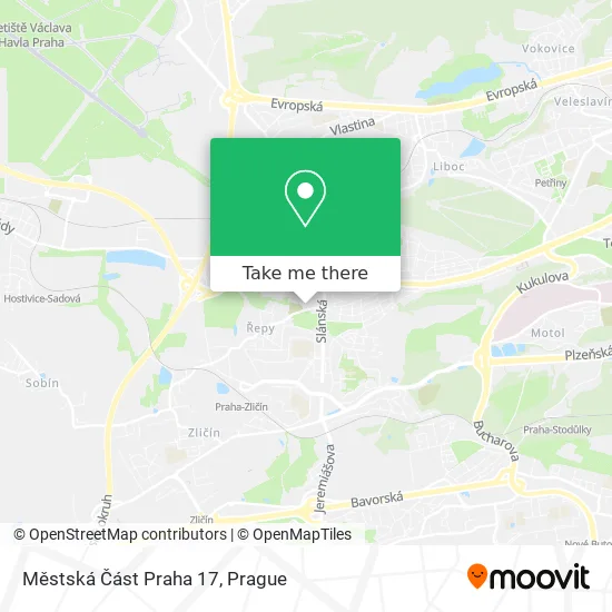 Карта Městská Část Praha 17
