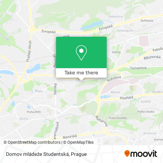 Domov mládeže Studentská map