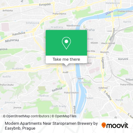 Карта Modern Apartments Near Staropramen Brewery by Easybnb