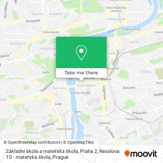 Карта Základní škola a mateřská škola, Praha 2, Resslova 10 - mateřská škola