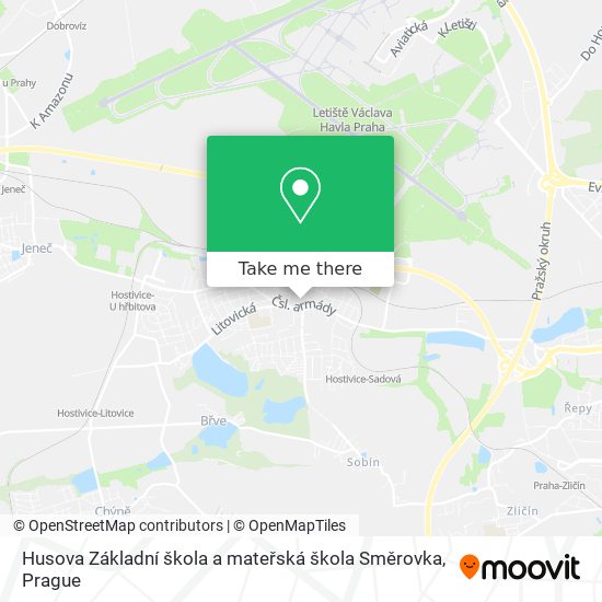 Карта Husova Základní škola a mateřská škola Směrovka