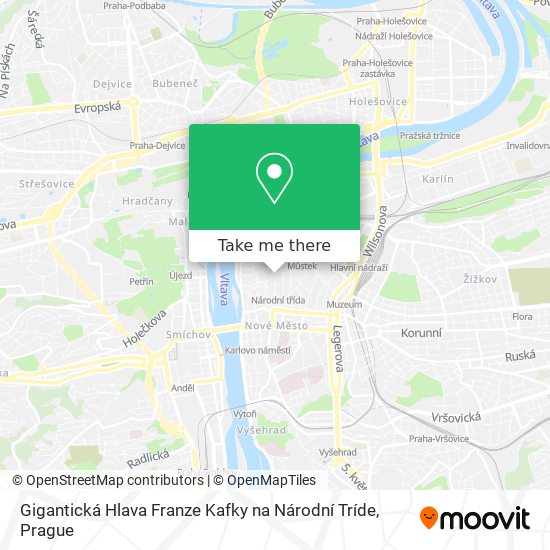 Gigantická Hlava Franze Kafky na Národní Tríde map
