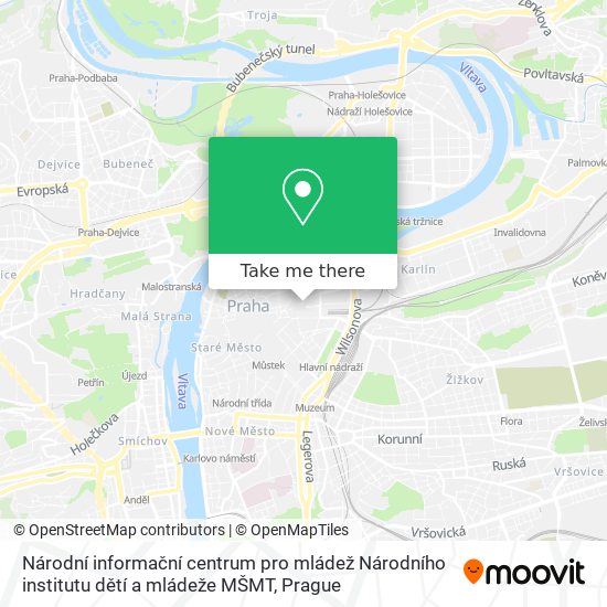 Národní informační centrum pro mládež Národního institutu dětí a mládeže MŠMT map