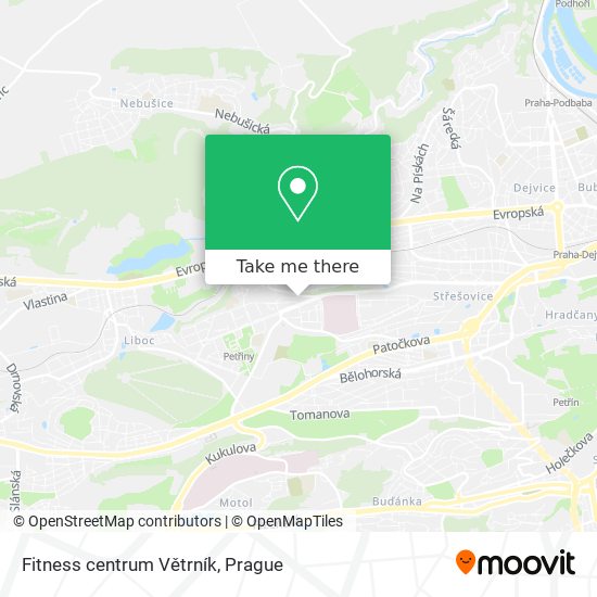 Fitness centrum Větrník map