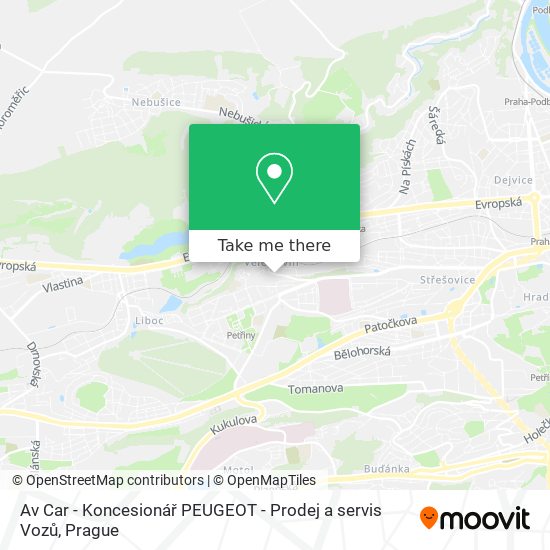 Av Car - Koncesionář PEUGEOT - Prodej a servis Vozů map