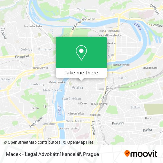 Карта Macek - Legal Advokátní kancelář