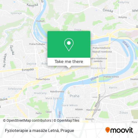 Fyzioterapie a masáže Letná map