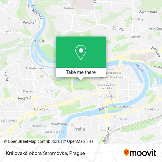 Карта Královská obora Stromovka