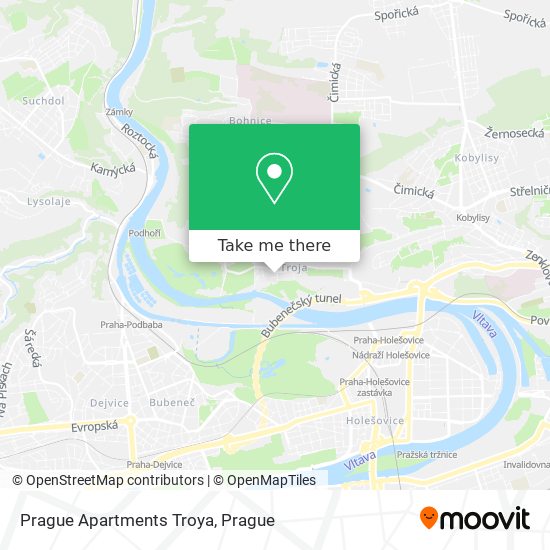 Prague Apartments Troya map