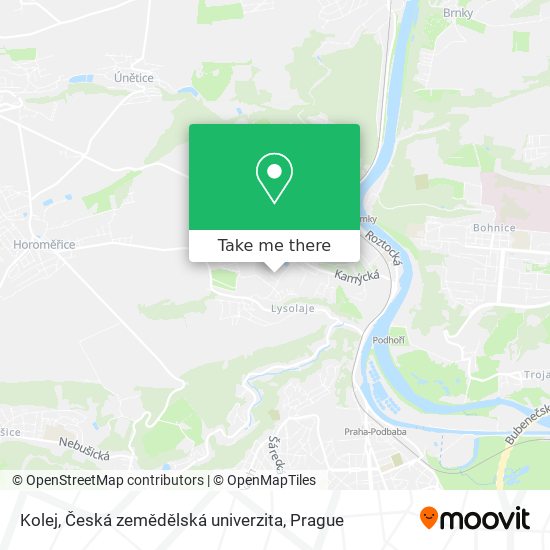 Kolej, Česká zemědělská univerzita map