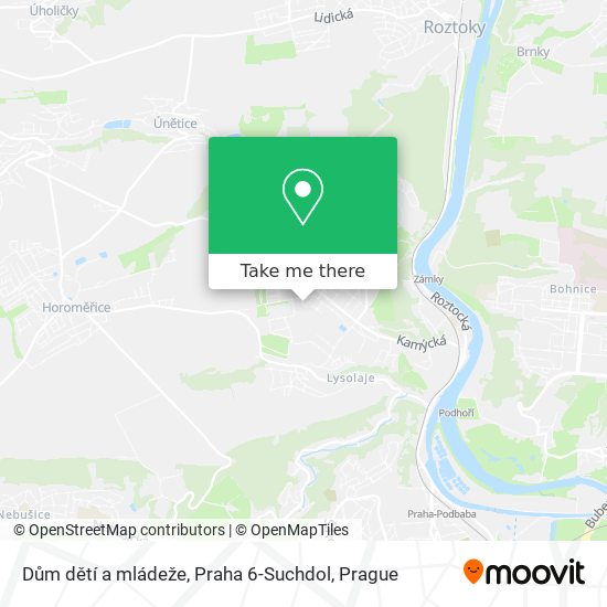 Карта Dům dětí a mládeže, Praha 6-Suchdol