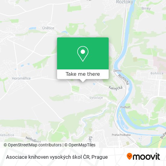 Карта Asociace knihoven vysokých škol ČR