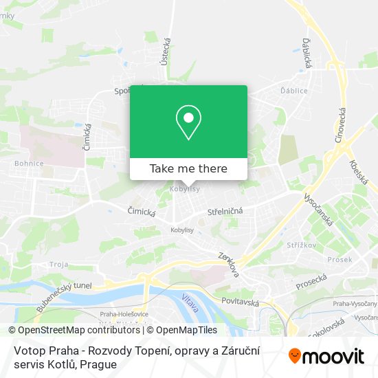 Карта Votop Praha - Rozvody Topení, opravy a Záruční servis Kotlů