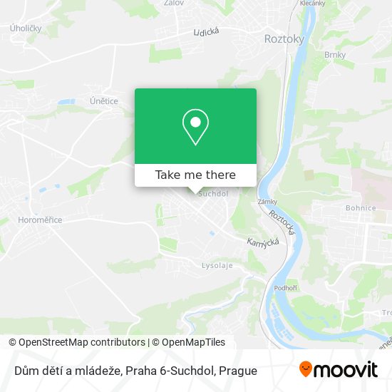 Карта Dům dětí a mládeže, Praha 6-Suchdol
