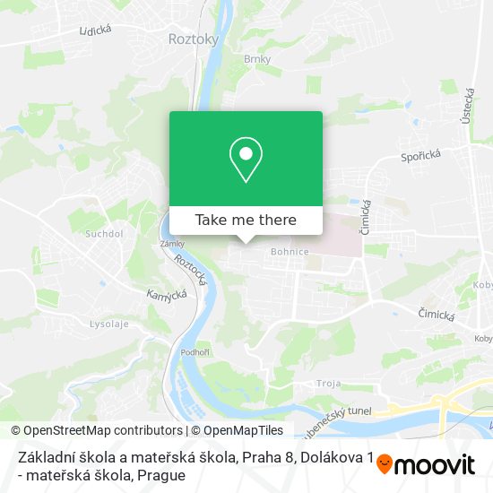 Карта Základní škola a mateřská škola, Praha 8, Dolákova 1 - mateřská škola