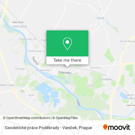 Geodetické práce Poděbrady - Vaníček map