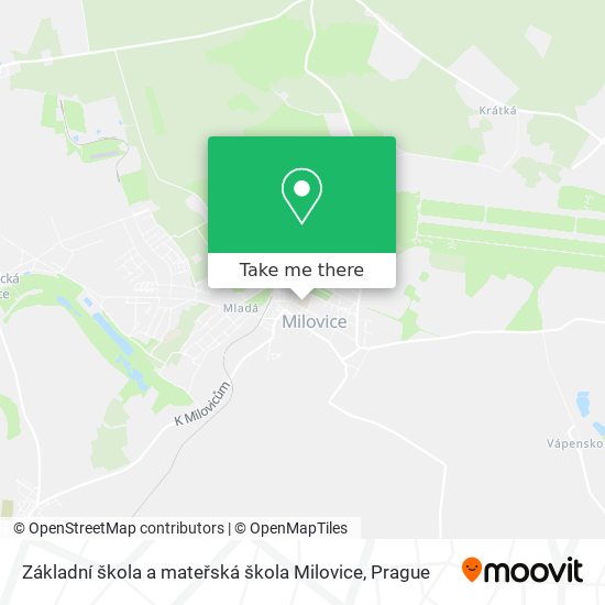 Карта Základní škola a mateřská škola Milovice