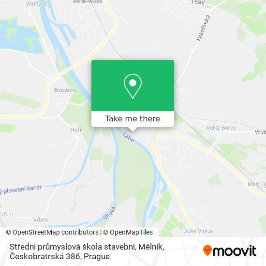 Střední průmyslová škola stavební, Mělník, Českobratrská 386 map