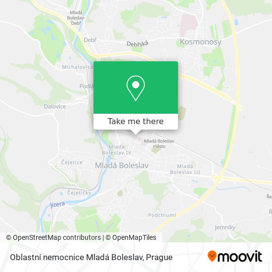 Карта Oblastní nemocnice Mladá Boleslav