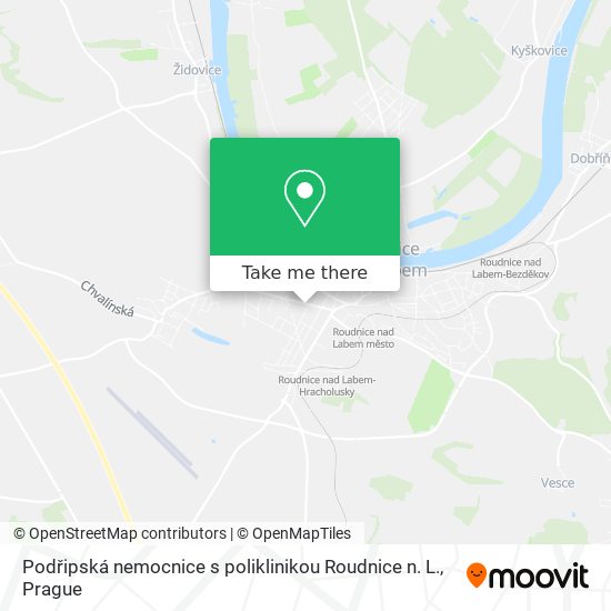 Карта Podřipská nemocnice s poliklinikou Roudnice n. L.