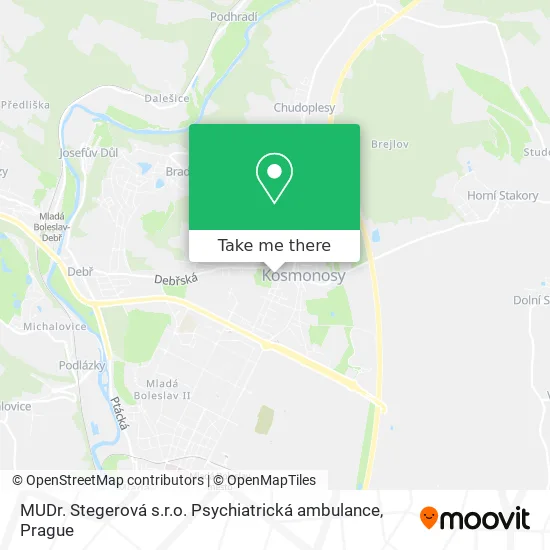 Карта MUDr. Stegerová s.r.o. Psychiatrická ambulance